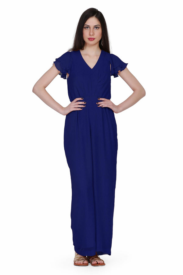 Women's Drape Party/ Casual Jumpsuit In Dark Blue - MIRACOLOS by Ruchi - Indiakreations