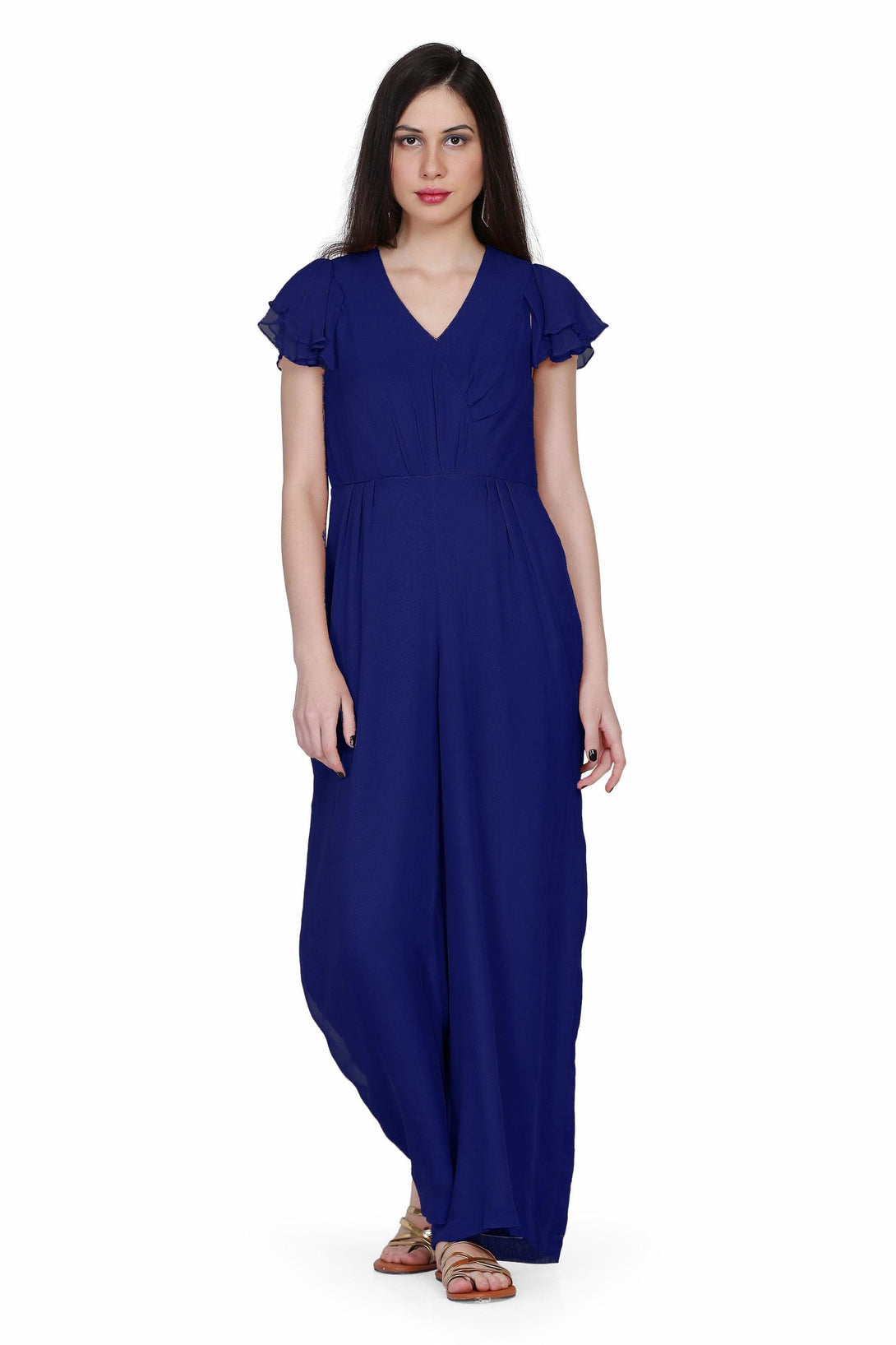 Women's Drape Party/ Casual Jumpsuit In Dark Blue - MIRACOLOS by Ruchi - Indiakreations