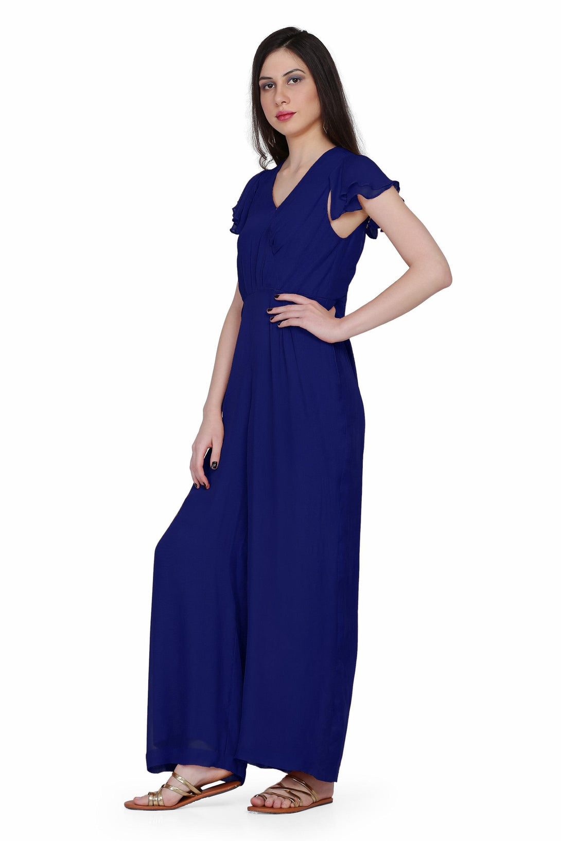 Women's Drape Party/ Casual Jumpsuit In Dark Blue - MIRACOLOS by Ruchi - Indiakreations