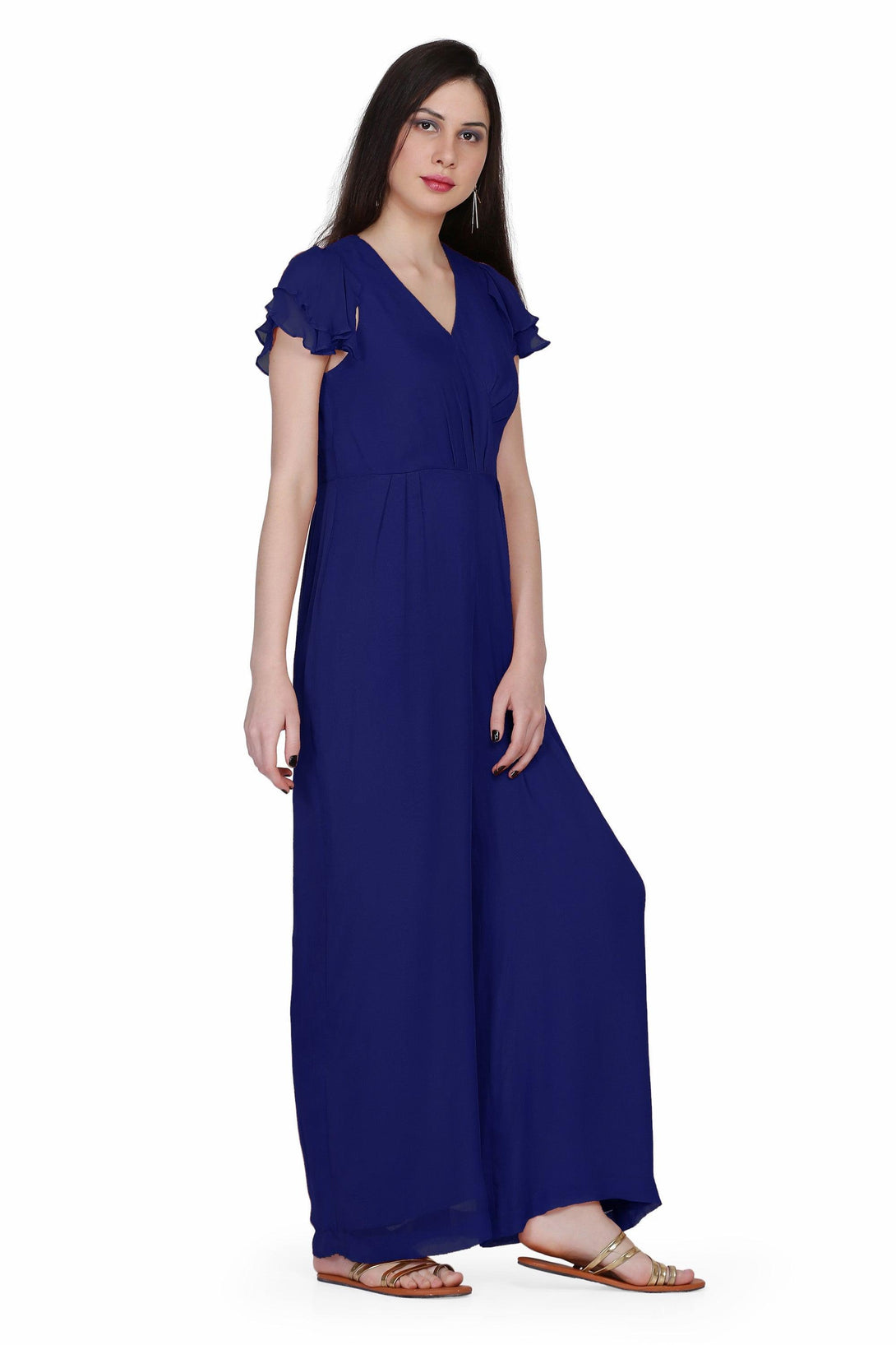 Women's Drape Party/ Casual Jumpsuit In Dark Blue - MIRACOLOS by Ruchi - Indiakreations