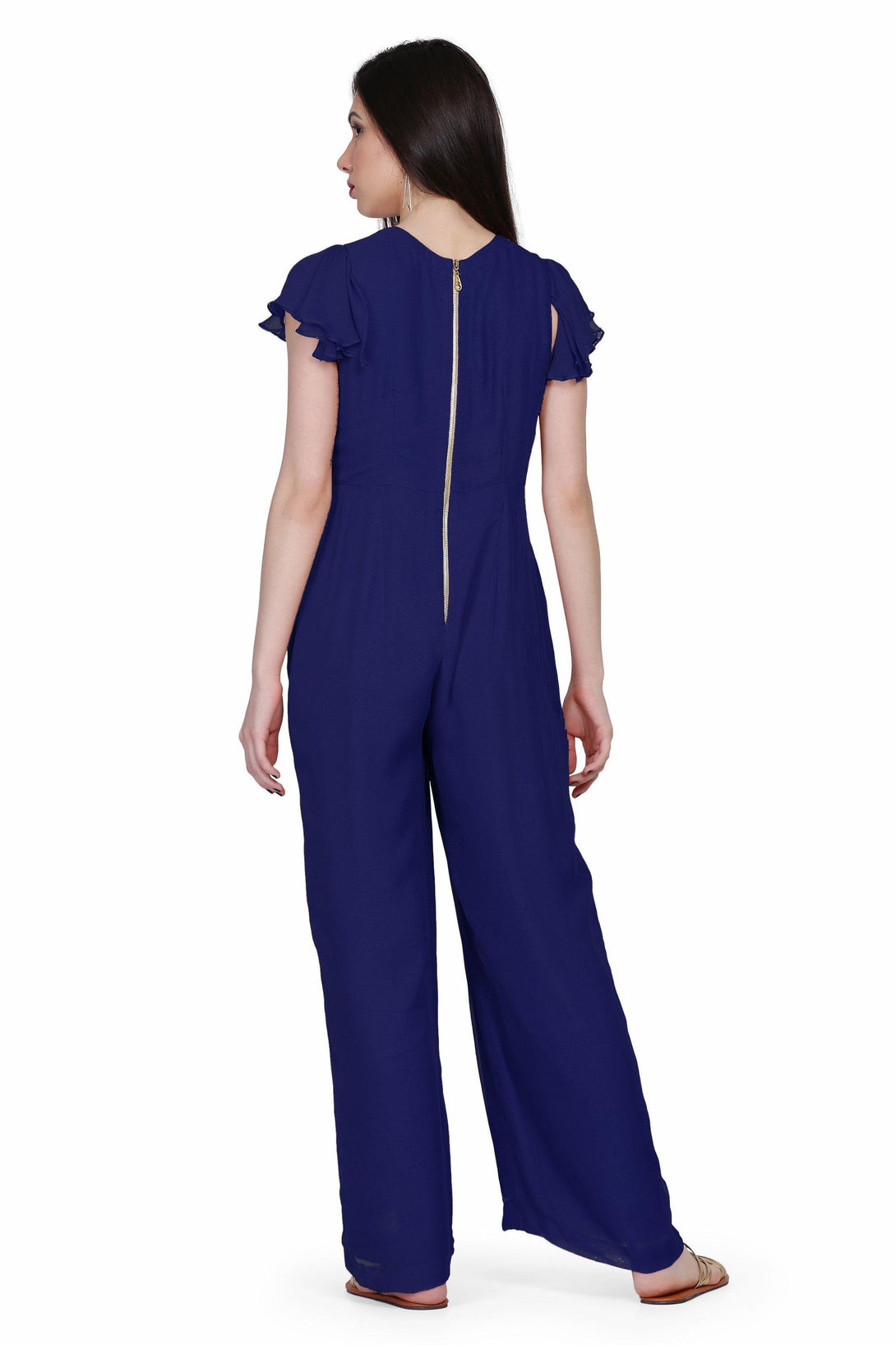 Women's Drape Party/ Casual Jumpsuit In Dark Blue - MIRACOLOS by Ruchi - Indiakreations