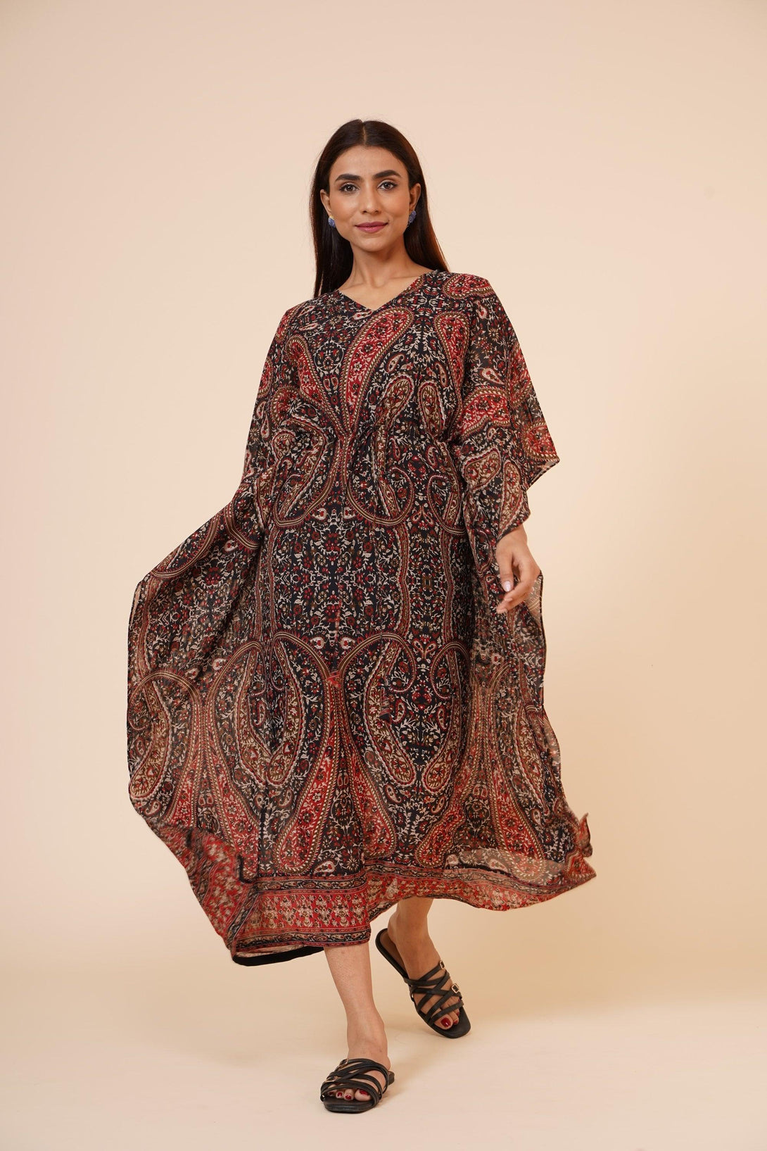 Women's Casual Printed Kaftan With Adjustable String And Inner - MIRACOLOS by Ruchi - Indiakreations