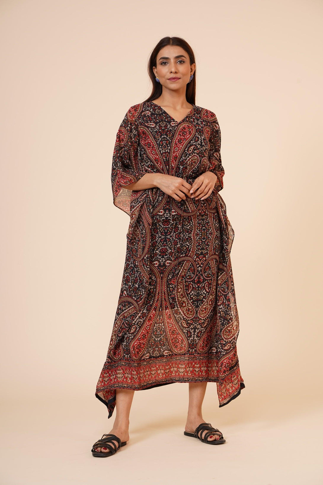 Women's Casual Printed Kaftan With Adjustable String And Inner - MIRACOLOS by Ruchi - Indiakreations