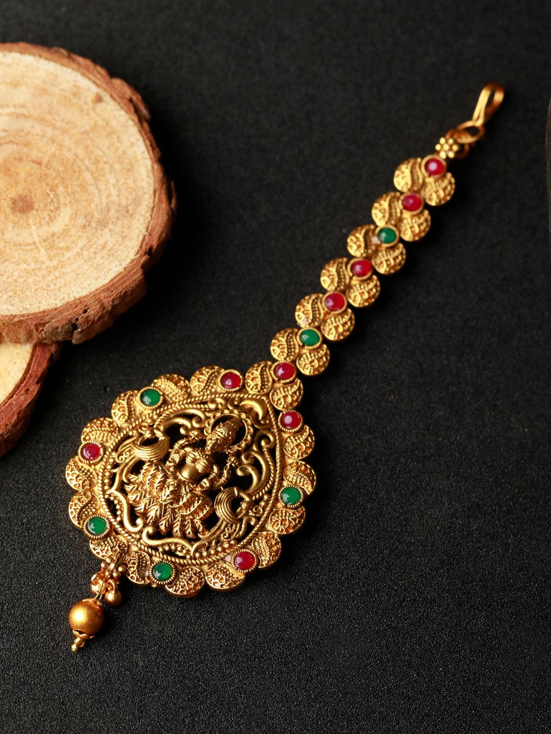 Women's Traditional Laxmi Gold Plated Maang Tikka - Priyaasi - Indiakreations