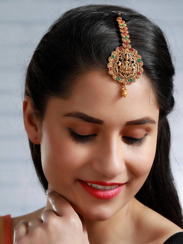 Women's Traditional Laxmi Gold Plated Maang Tikka - Priyaasi - Indiakreations