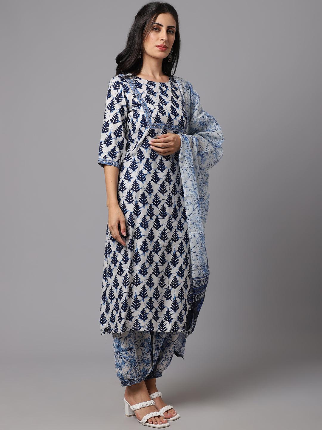 Women's grey Color Printed Kurta and Pant Set with Dupatta - AILISH - Indiakreations