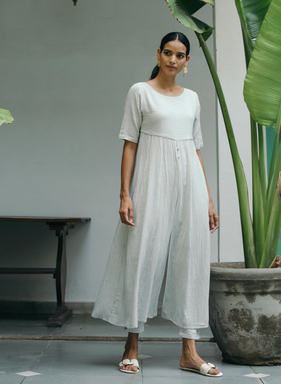 Women's Tapioca Striped Slit Kurta - The Burnt Soul - Indiakreations