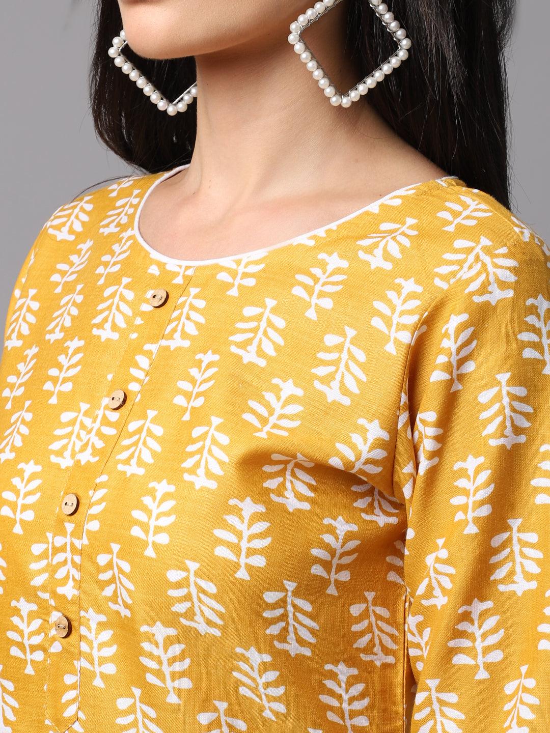 Women's yellow Color Printed Kurta and Pant Set - AILISH - Indiakreations