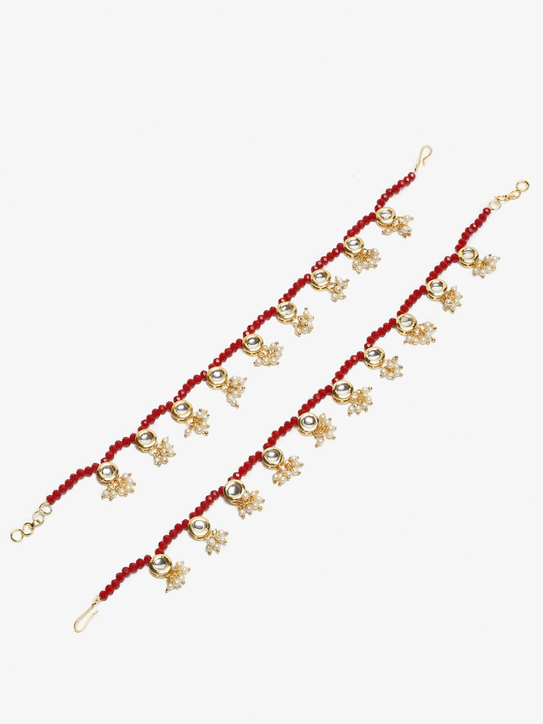 Women's Red Anklets (Set Of 2) - Ruby Raang - Indiakreations