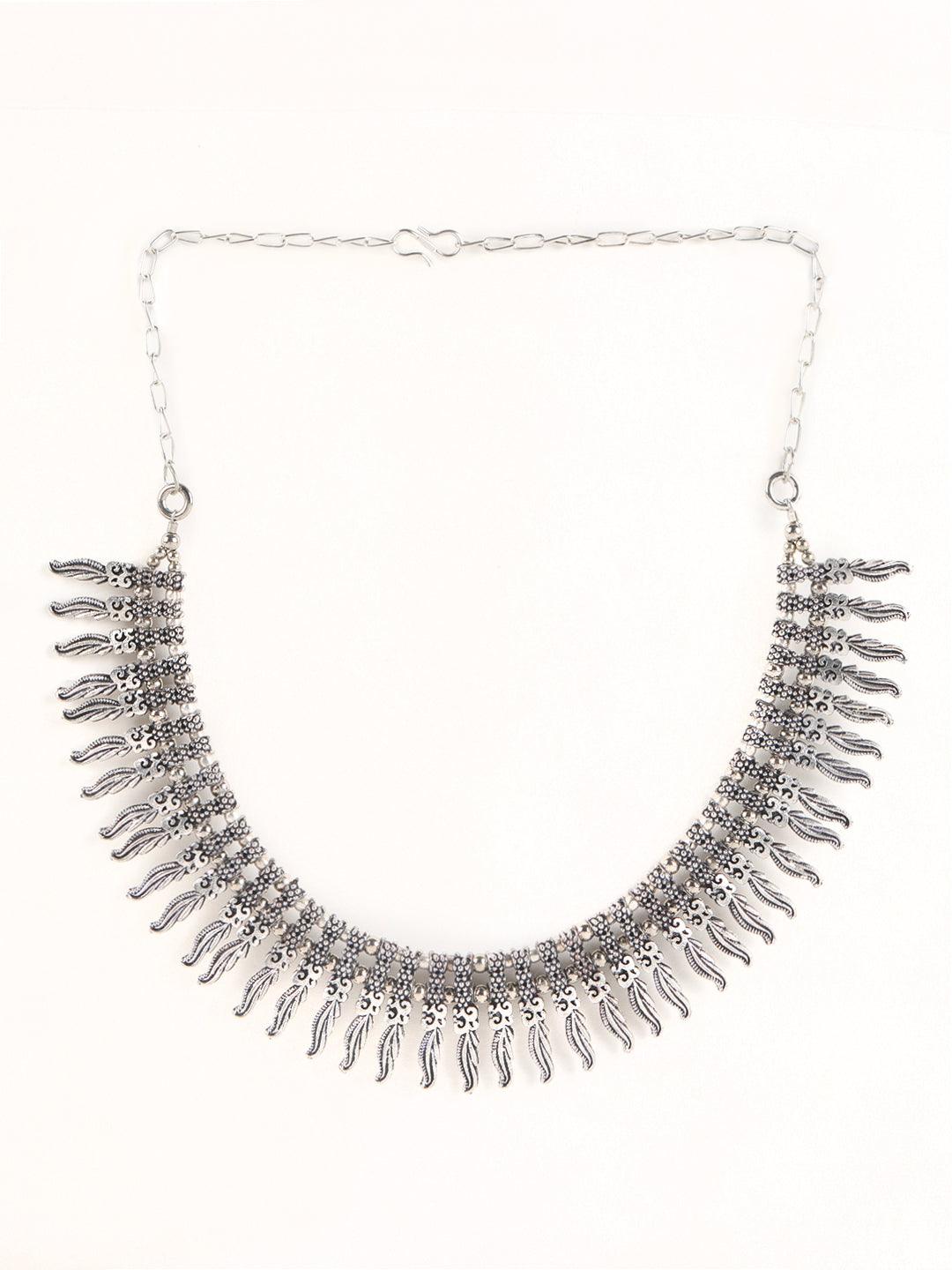 Women's German Silver Silver-Plated Oxidised Necklace - Jazz and Sizzle - Indiakreations