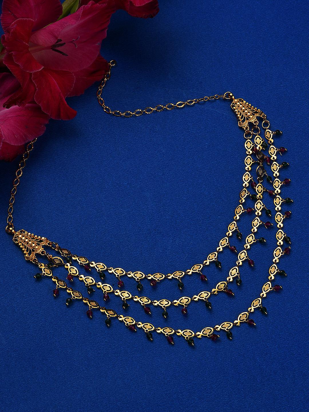 Women's Women Gold-Plated Layered Necklace - Jazz And Sizzle - Indiakreations