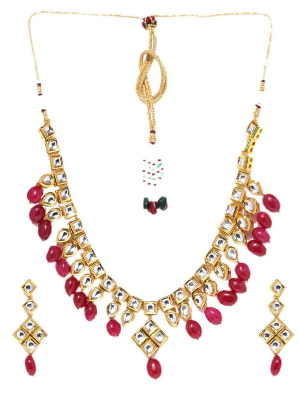 Women's Kundan Ruby Gold Plated Jewellery Set - Priyaasi - Indiakreations