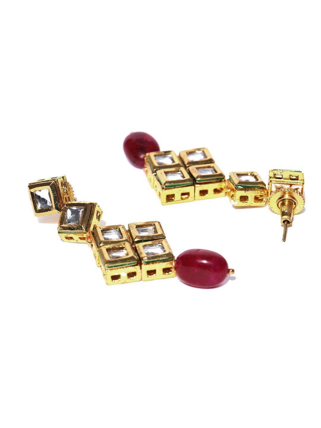 Women's Kundan Ruby Gold Plated Jewellery Set - Priyaasi - Indiakreations