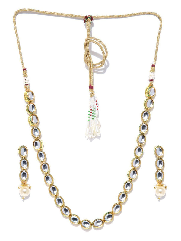 Women's Kundan Pearls Gold Plated Jewellery Set - Priyaasi