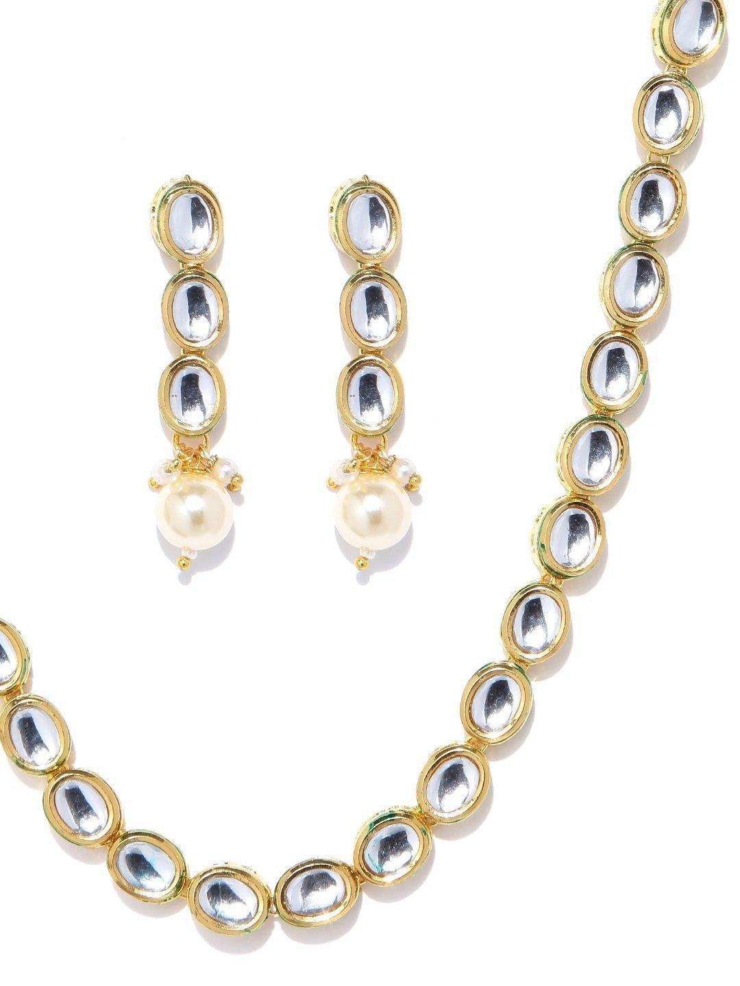 Women's Kundan Pearls Gold Plated Jewellery Set - Priyaasi - Indiakreations