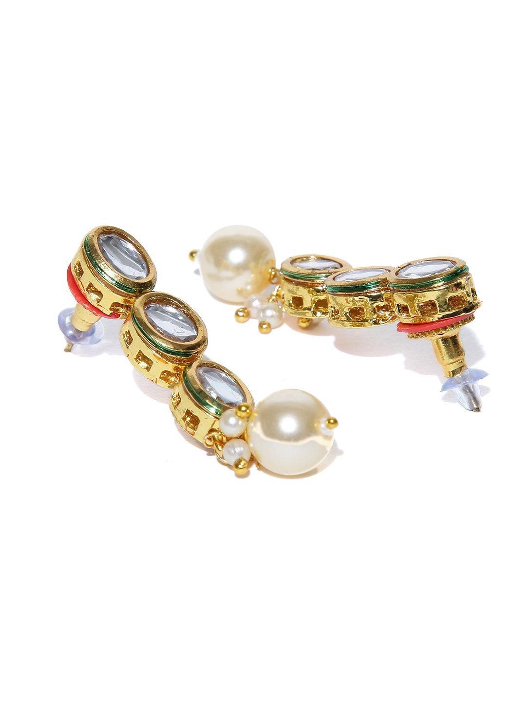 Women's Kundan Pearls Gold Plated Jewellery Set - Priyaasi - Indiakreations