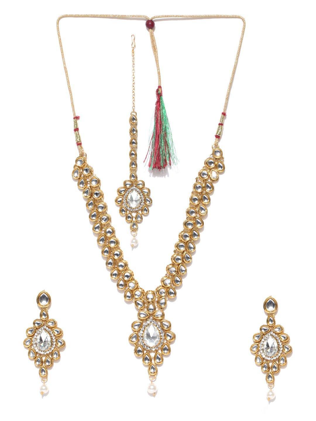 Women's Pearls Kundan Gold Plated Jewellery Set - Priyaasi - Indiakreations