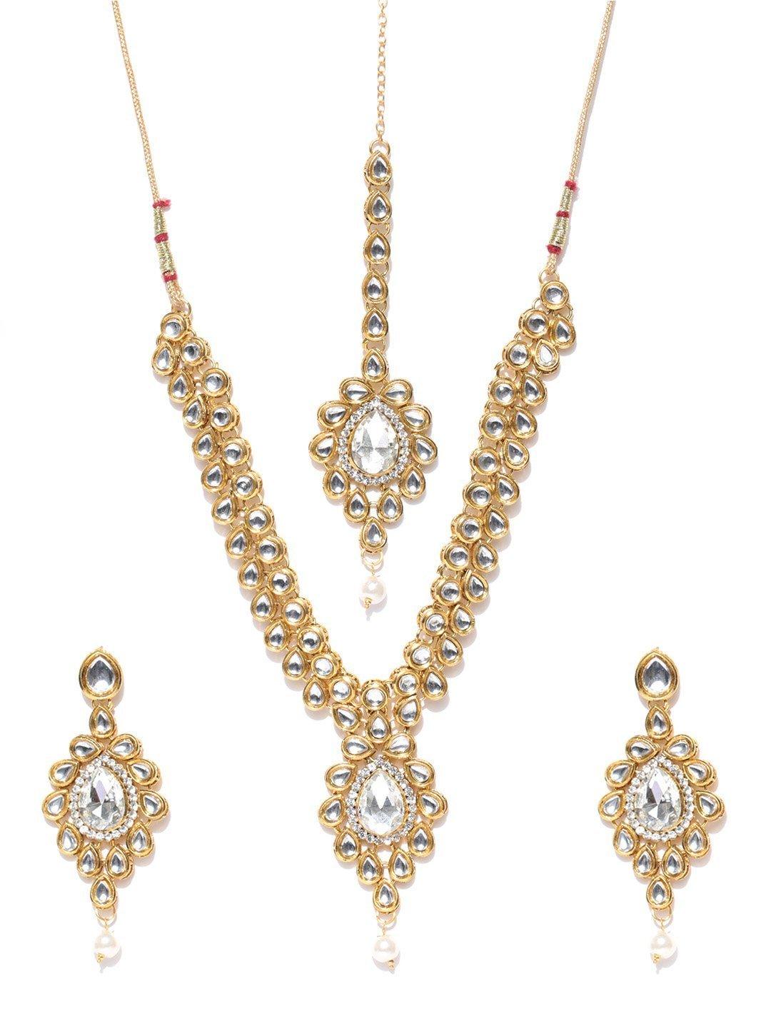 Women's Pearls Kundan Gold Plated Jewellery Set - Priyaasi - Indiakreations