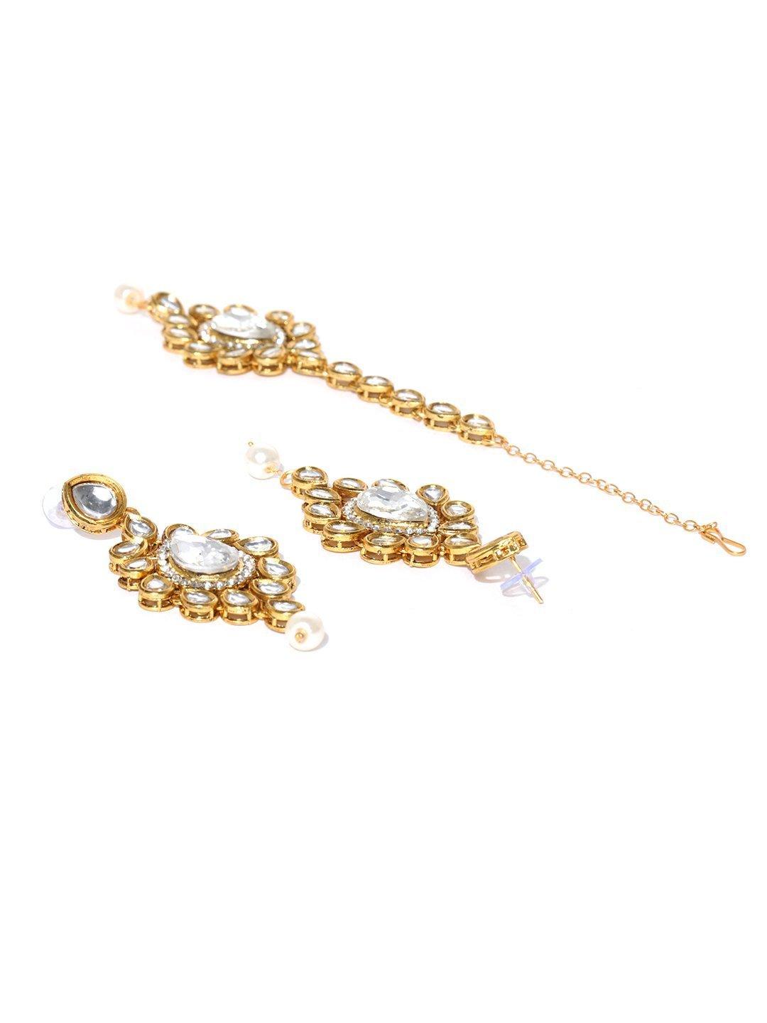 Women's Pearls Kundan Gold Plated Jewellery Set - Priyaasi - Indiakreations