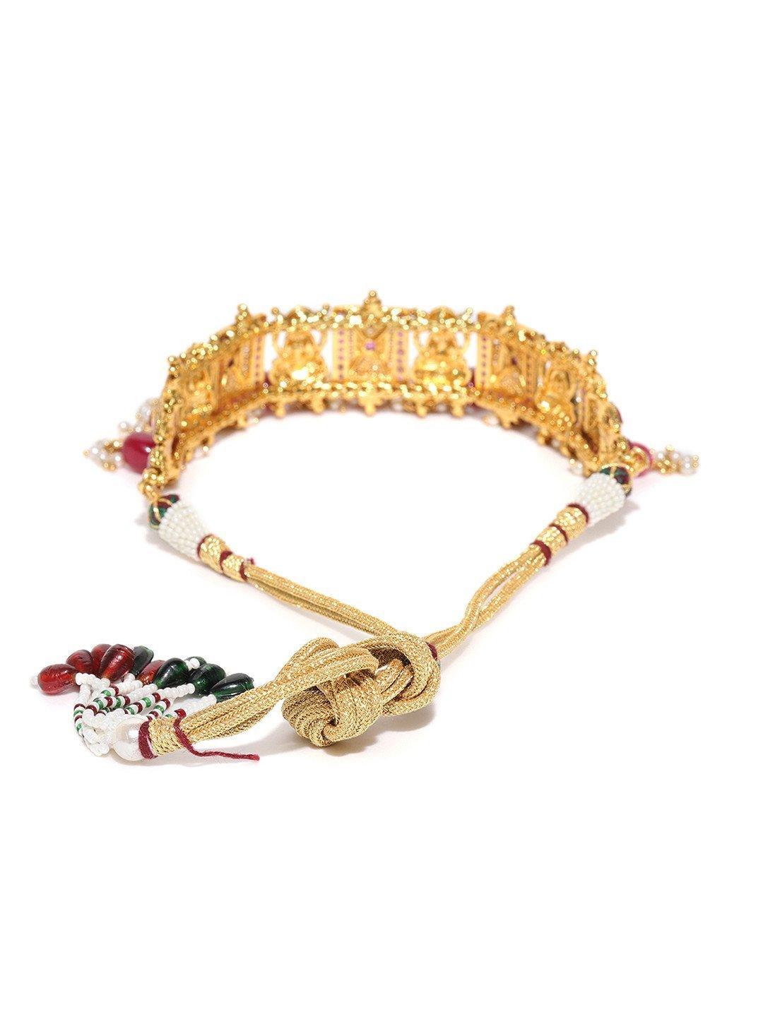 Women's Ruby Beads Gold Plated Temple Choker - Priyaasi - Indiakreations