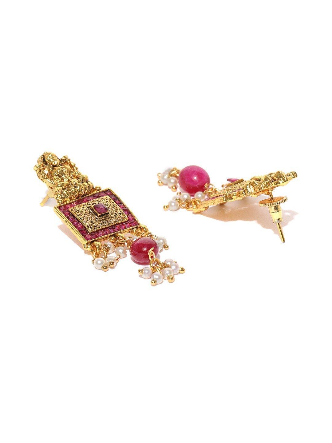 Women's Ruby Beads Gold Plated Temple Choker - Priyaasi - Indiakreations