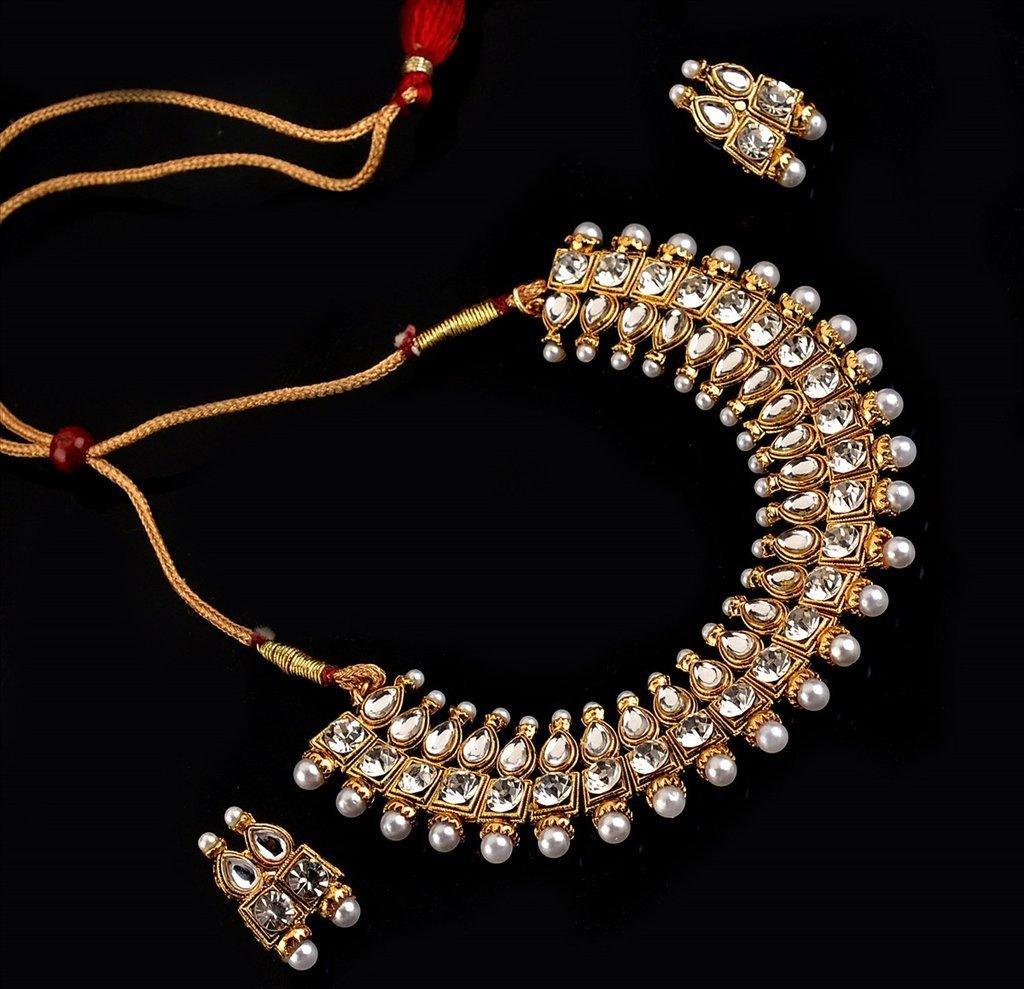 Women's Kundan Beads Gold Plated Choker - Priyaasi - Indiakreations