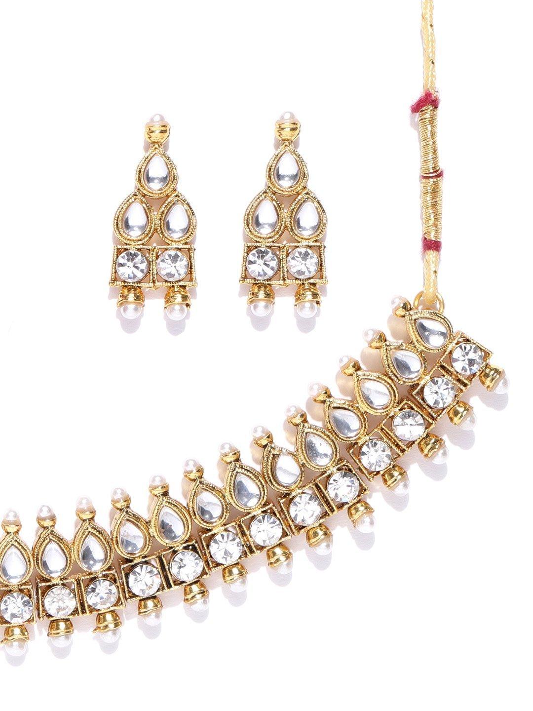 Women's Kundan Beads Gold Plated Choker - Priyaasi - Indiakreations