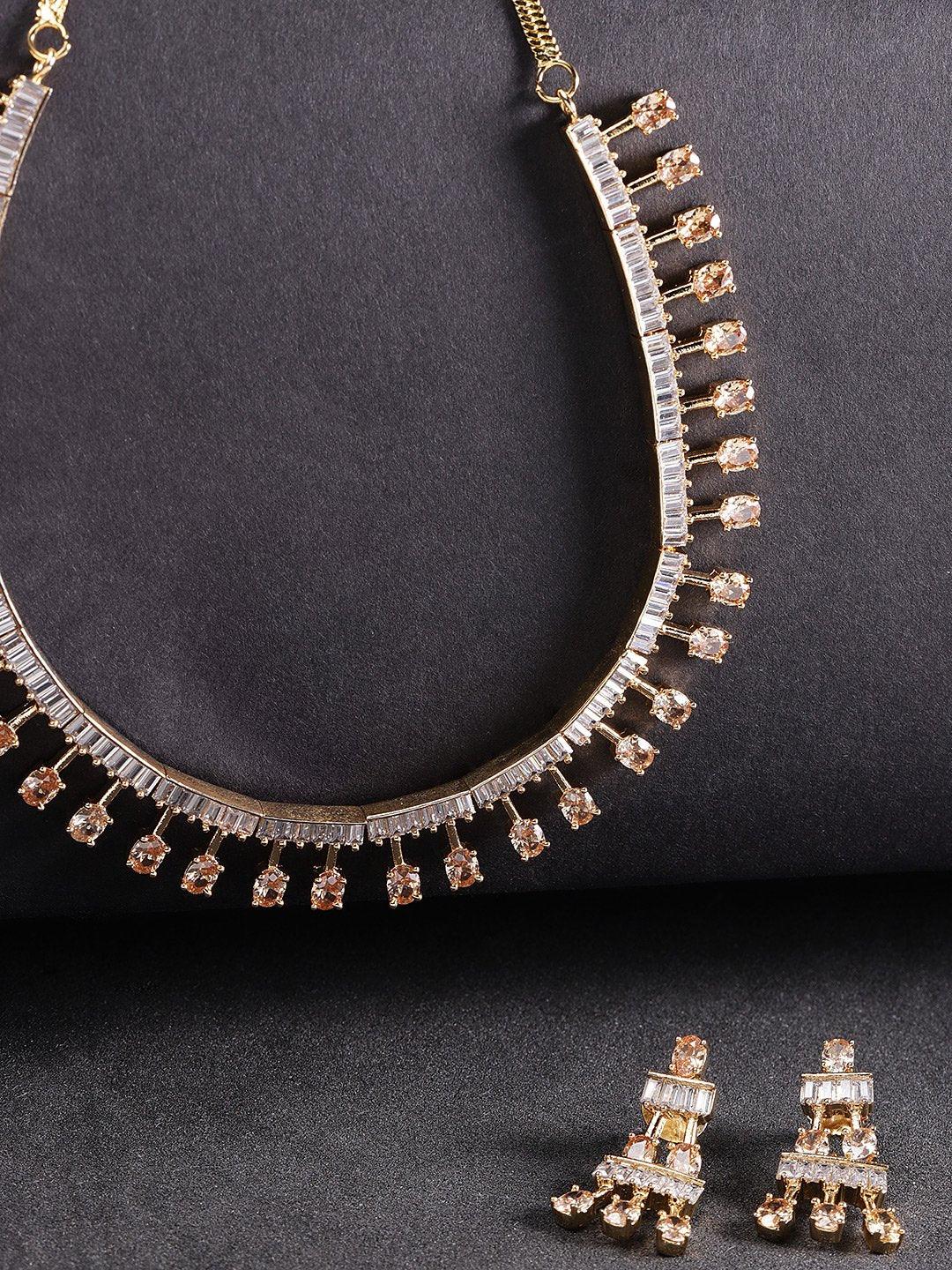 Women's American Diamond Gold Plated Jewellery Set - Priyaasi - Indiakreations