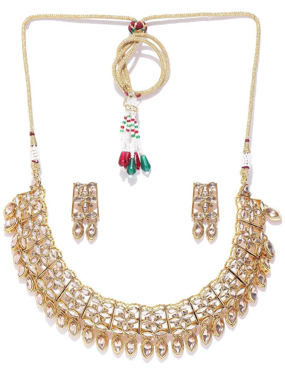 Women's Kundan Gold Plated Jewellery Set - Priyaasi - Indiakreations