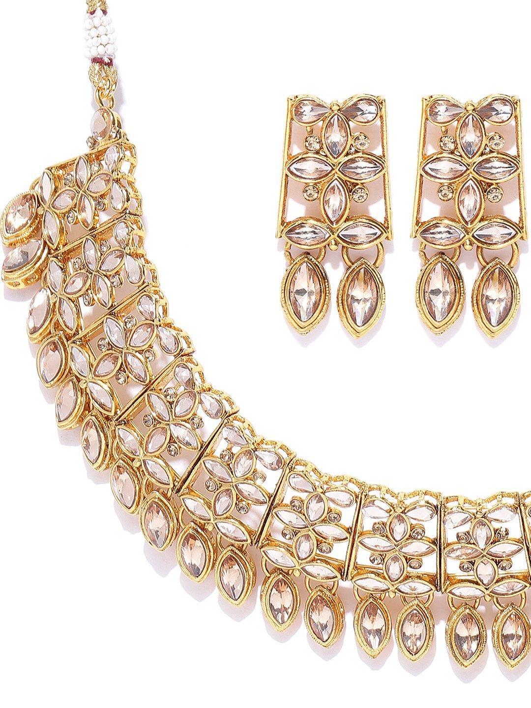 Women's Kundan Gold Plated Jewellery Set - Priyaasi - Indiakreations