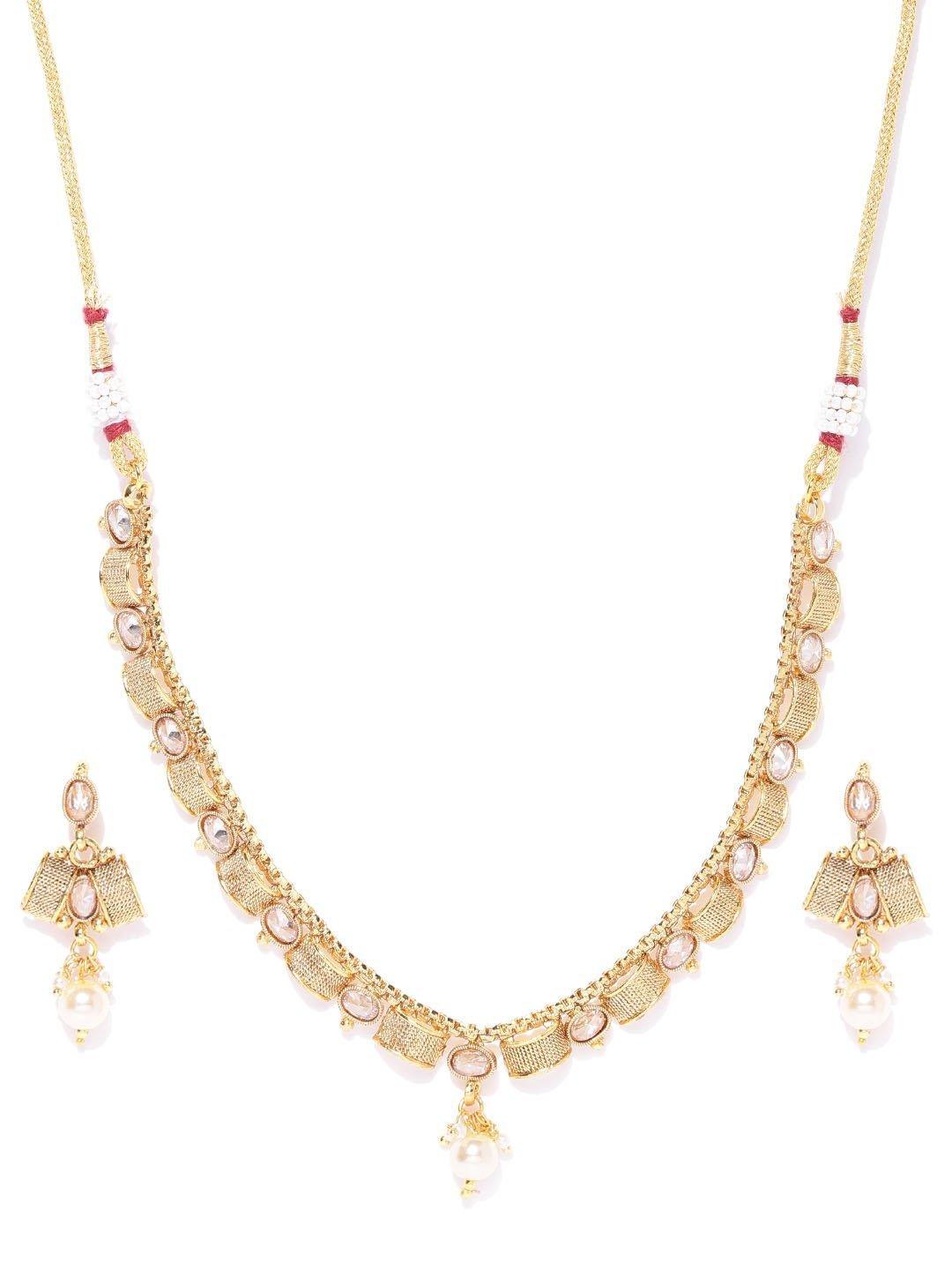 Women's Kundan Pearls Beads Gold Plated Jewellery Set - Priyaasi - Indiakreations