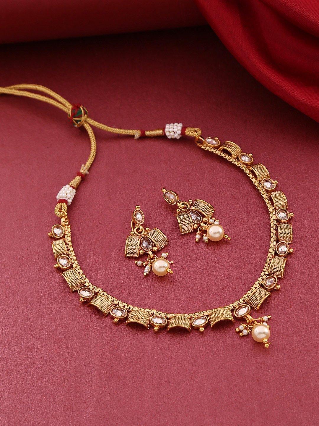 Women's Kundan Pearls Beads Gold Plated Jewellery Set - Priyaasi - Indiakreations