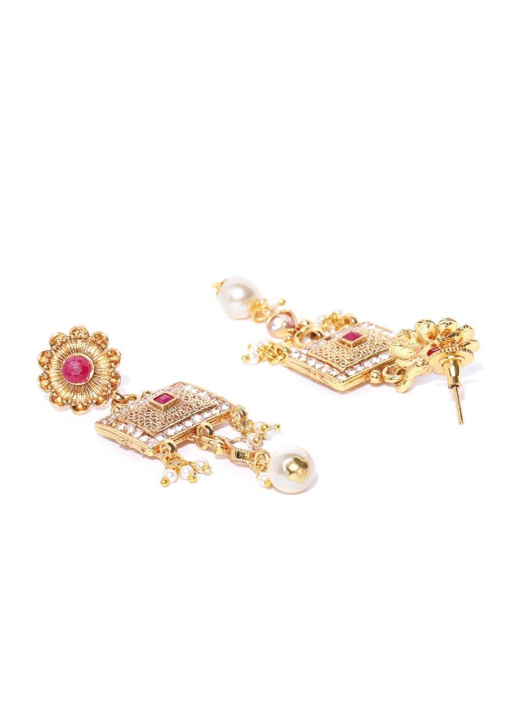 Women's Ruby Pearls Kundan Gold Plated Choker - Priyaasi - Indiakreations