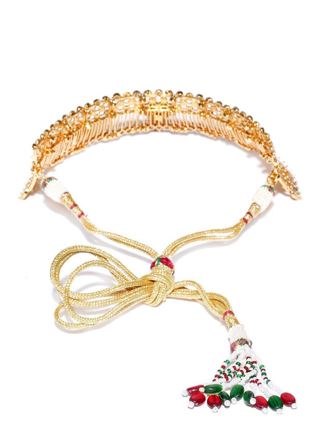 Women's Kundan Ruby Emerald Gold Plated Floral Jewellery Set - Priyaasi - Indiakreations