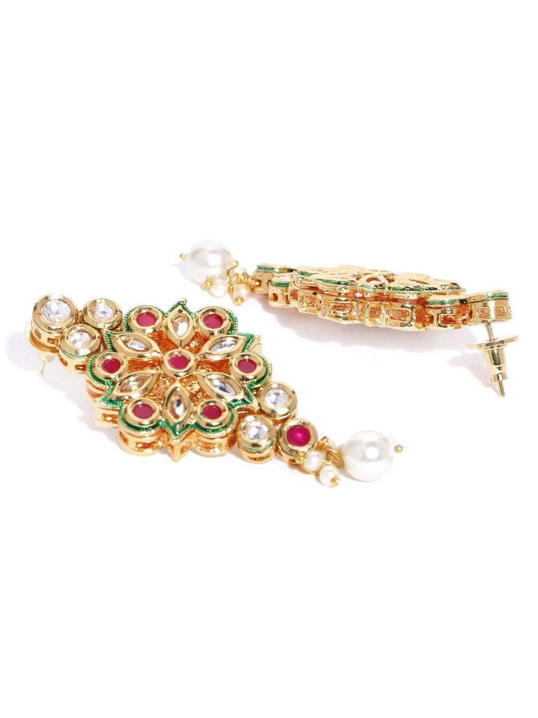 Women's Green Kundan Pearls Gold Plated Choker - Priyaasi - Indiakreations