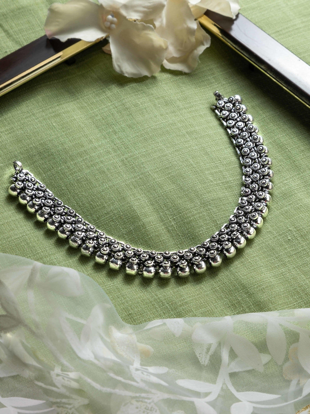 Women's German Silver Oxidised Necklace - Priyaasi - Indiakreations