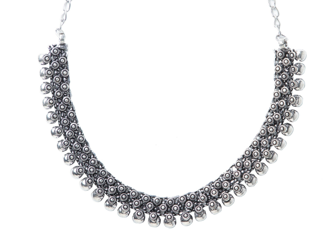 Women's German Silver Oxidised Necklace - Priyaasi - Indiakreations