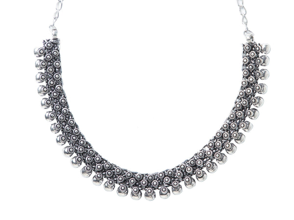 Women's German Silver Oxidised Necklace - Priyaasi - Indiakreations