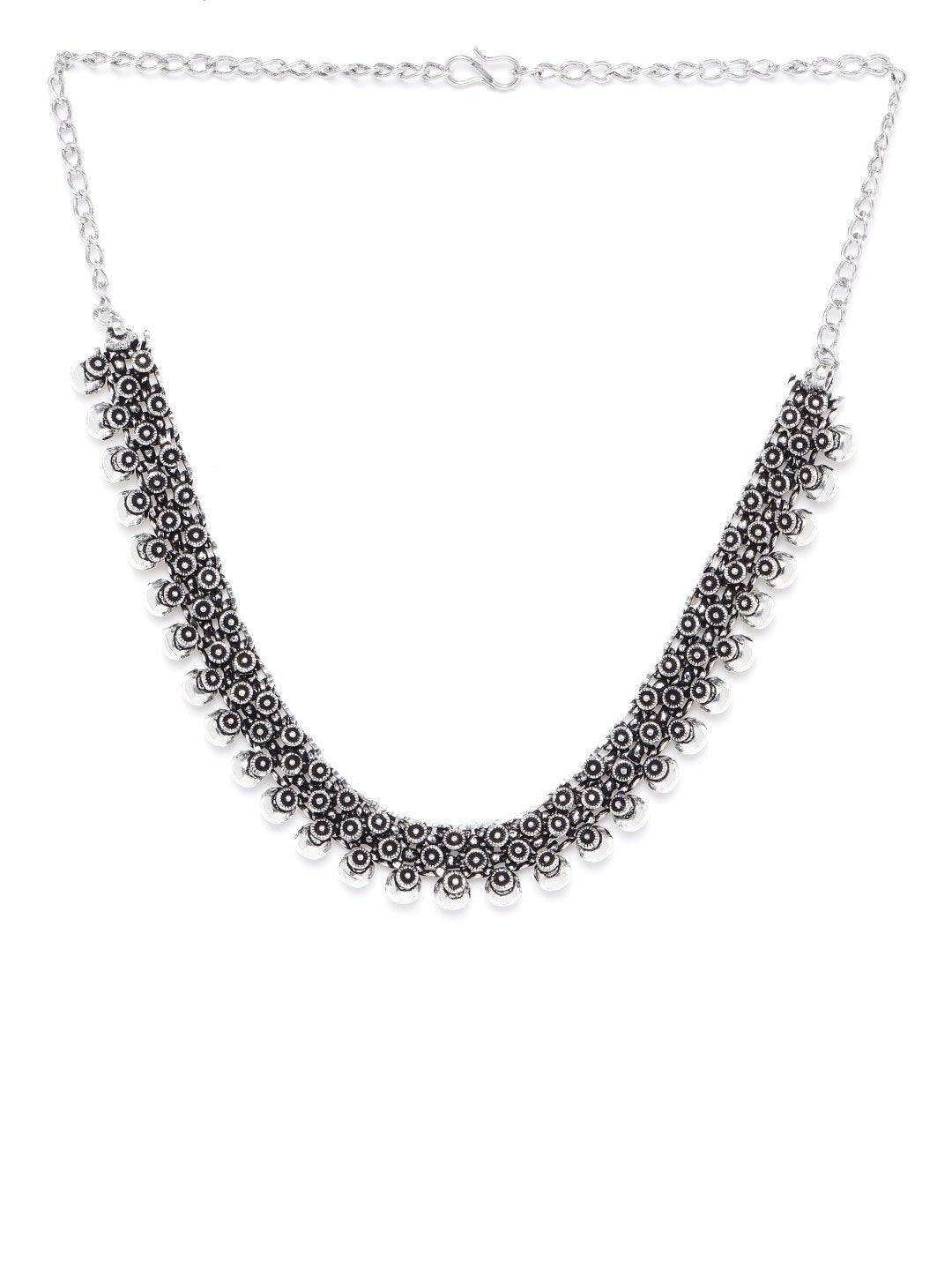 Women's German Silver Oxidised Necklace - Priyaasi - Indiakreations