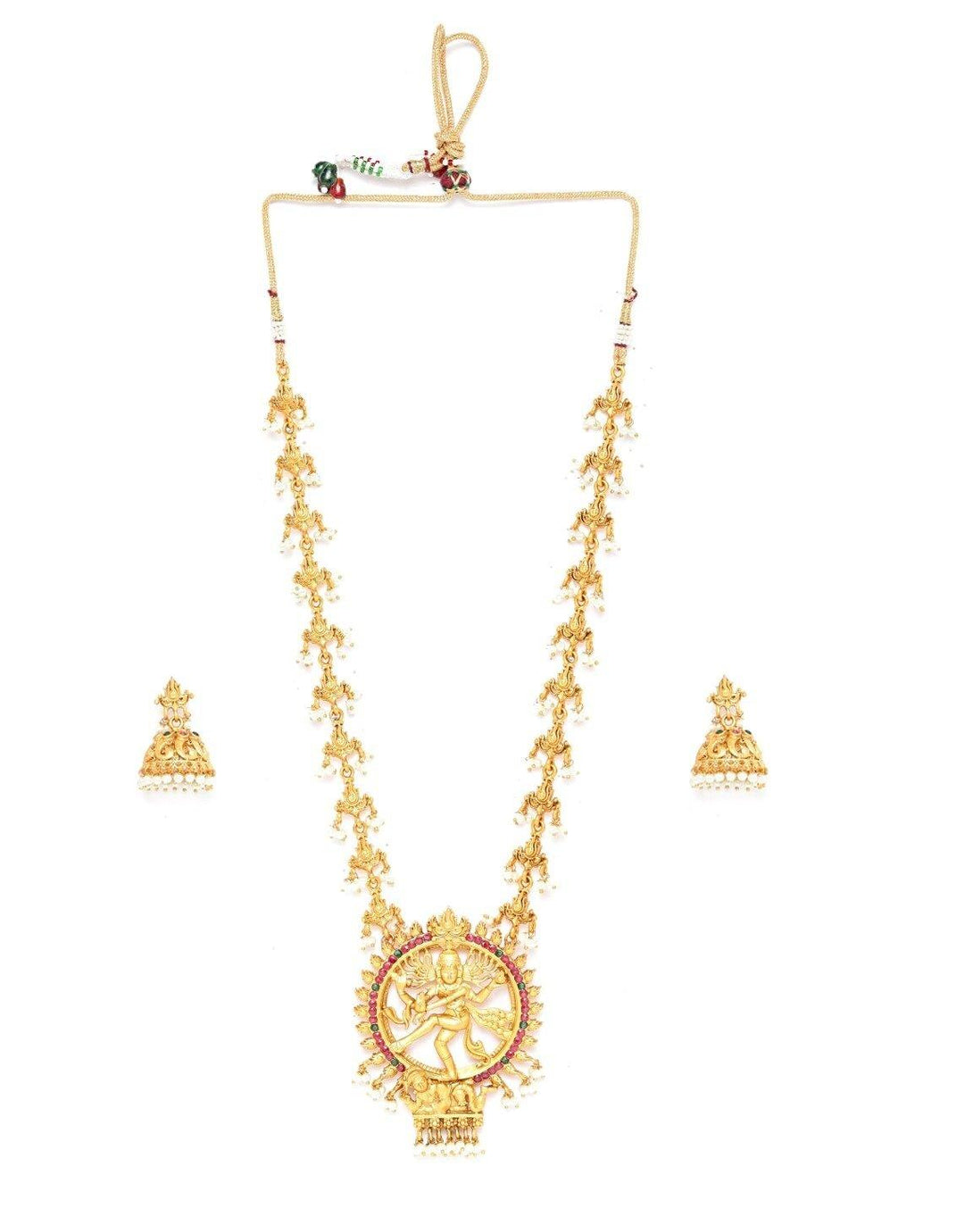 Women's Beads Gold Plated Natraj Temple Jewellery Set - Priyaasi - Indiakreations