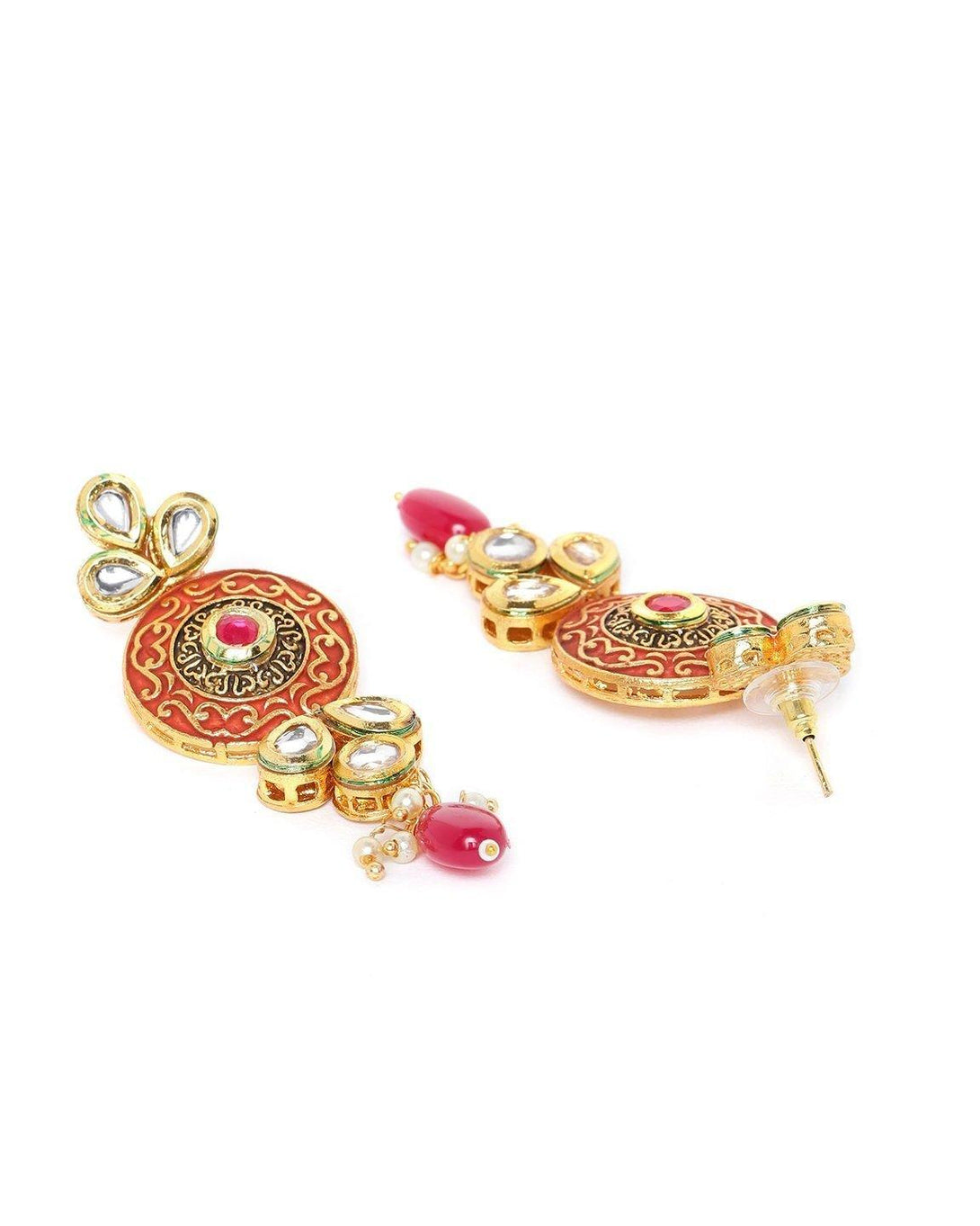 Women's Red Meenakari Kundan Ruby Gold Plated Choker - Priyaasi - Indiakreations