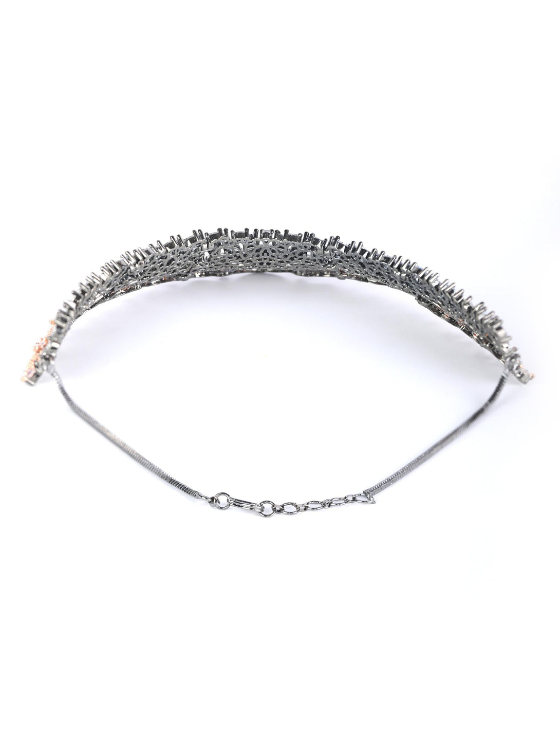 Women's Glitz Appeal-Grey American Diamond Cubic Zirconia Rose Gold Plated Choker Set - Priyaasi - Indiakreations