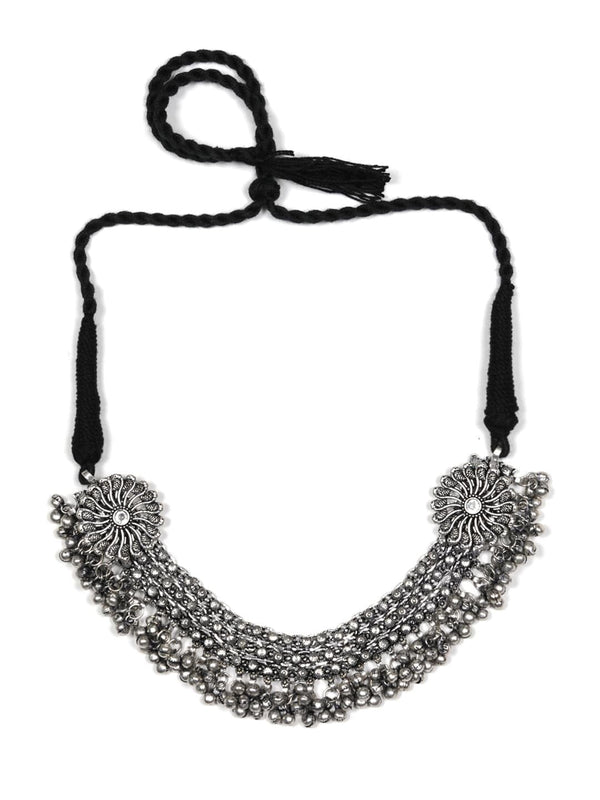 Women's German Silver Oxidised Ghungroo Necklace - Priyaasi