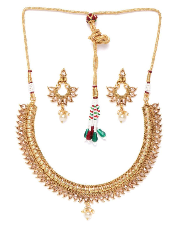 Women's Kundan Pearls Gold Plated Jewellery Set - Priyaasi