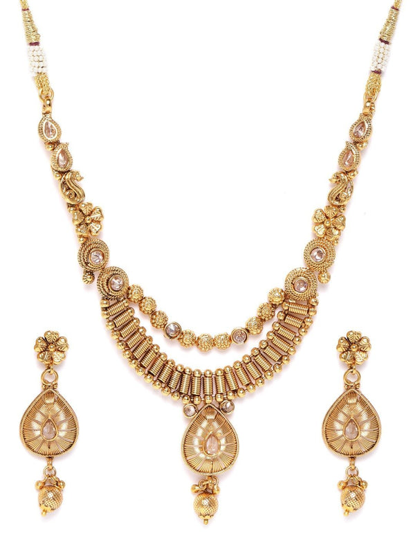 Women's Kundan Beads Gold Plated Jewellery Set - Priyaasi