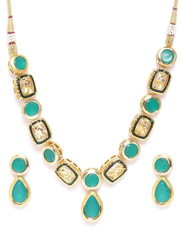 Women's Turquoise Blue Stones Jewellery Set - Priyaasi - Indiakreations