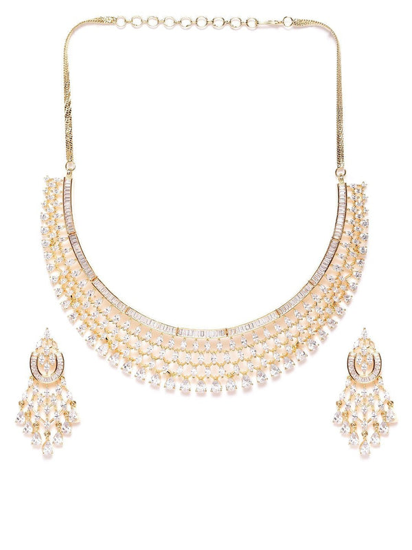 Women's Rose Gold American Diamond Jewellery Set - Priyaasi