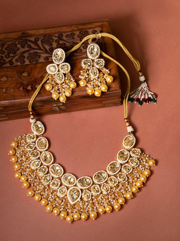 Women's Kundan Beads Pearls Gold Plated Traditional Jewellery Set - Priyaasi - Indiakreations