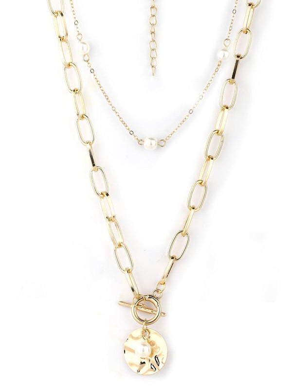 Women's Gold Plated Pearls Layered Necklace - Priyaasi - Indiakreations