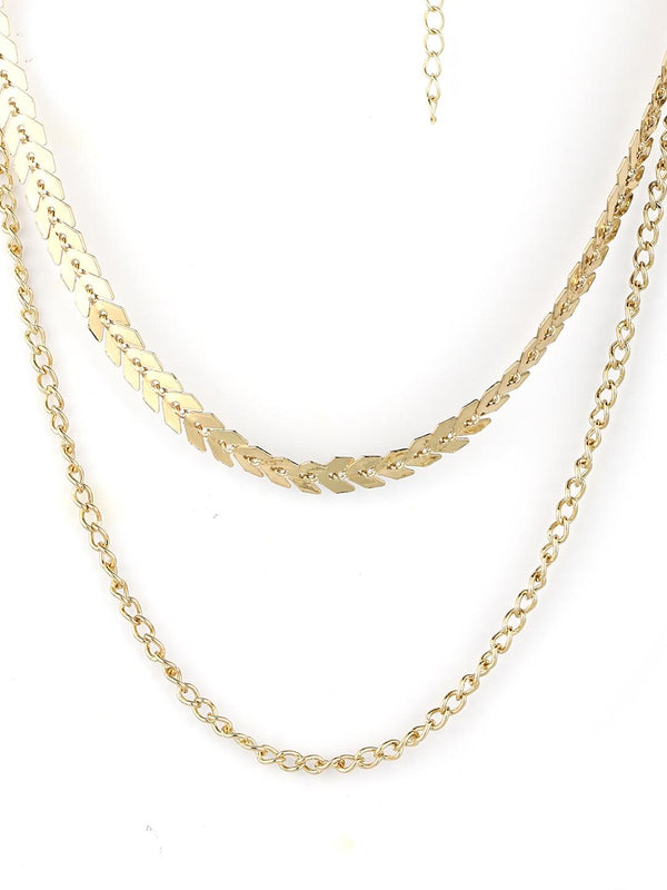 Women's Gold Plated Layered Necklace - Priyaasi - Indiakreations